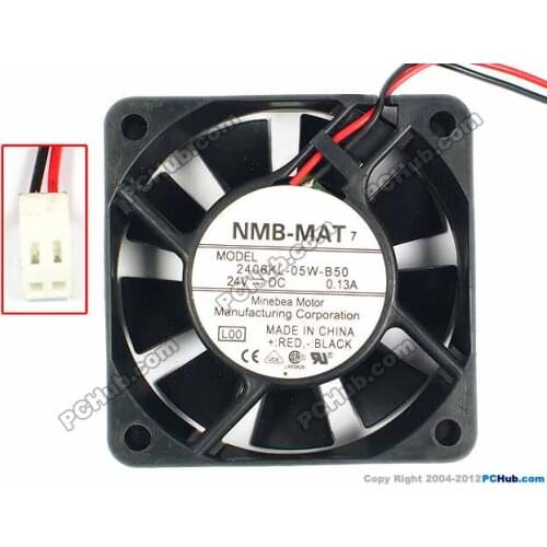NMB-MAT 2406KL-05W-B50 L00 DC 24V 0.13A 2-Wire 60x60x15mm Server Cooling Fan
