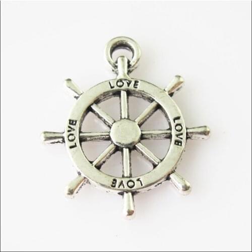 New 18Pcs Tibetan Silver Color Love Shipping Rudder Charms Pendants 20x22.5mm