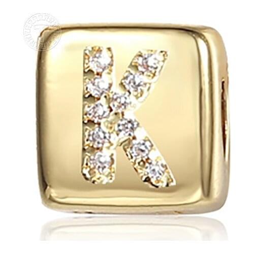 A-Z Alphabet Initial Letter Gold Color Dice CZ Pendants Charms for Women DIY Personalized Jewelry Gifts New Wholesale LGP424A