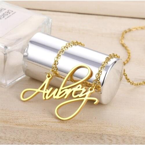 Custom Name Necklace Pendant Stainless Steel Nameplate Necklaces for Women Girls Mom Customization Jewelry Unique Birthday Gifts