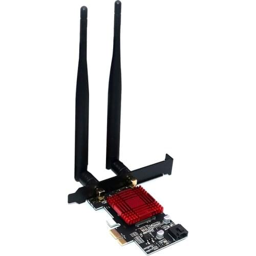 Add On Cards Dual Antenna SSD M.2 Key A to PCI-E X1 Adapter Converter with Heatsink for NGFF 7265/8260/8265/9260 No WiFi Card