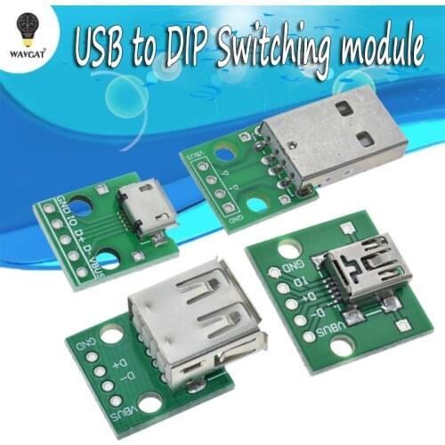 Type A Female USB to DIP 2.54MM PCB Board Adapter Converter MINI Micro USB to DIP 2.54mm Adapter Connector Module Board