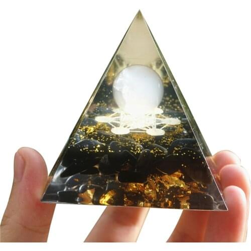 Amethyst Pyramid Crystal Sphere Orgone Pyramid Energy Generator for Yoga Meditation