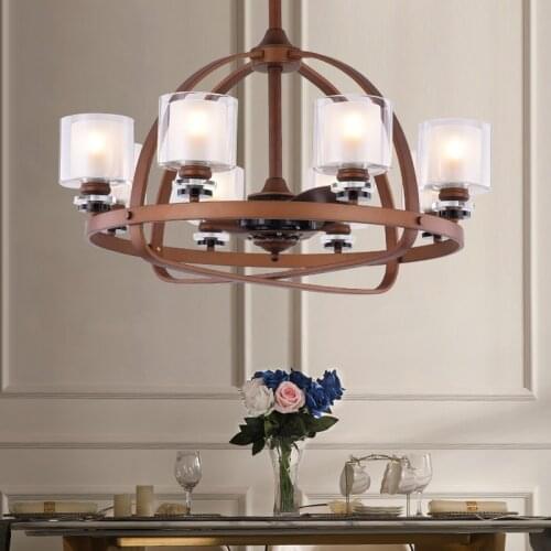 Simple Retro Electric Fan Chandelier Home Bedroom Living Room Silent Fan Restaurant LED Fan