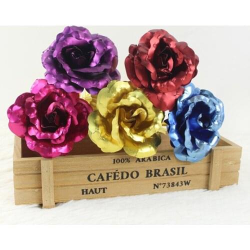 Drop Shipping Valentines Day Creative Gift 24K Foil Plated Rose Gold Rose Lasts Forever Love Wedding Decor Lover Rose 3pcs