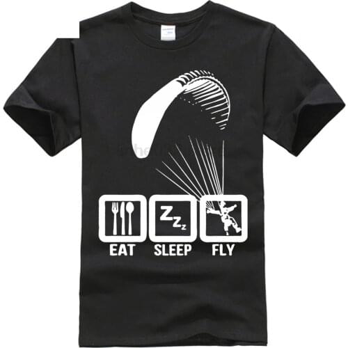 Plus Size Clothing Eat Sleep Fly Paraglider T Shirts For Men Cool Paragliding Fitted Tee Shirt