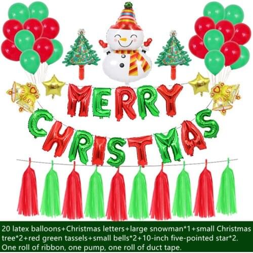 Merry Christmas Balloons Set Santa Clause Snowman Tree Socks Foil Latex Balloons New Year Party Decoration Home Xmas Party Decor