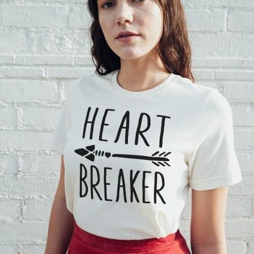 Valentines Day Shirt for Men Women Tops Tees Heart Breaker White T-Shirt Boho Arrow Design Valentine Shirt