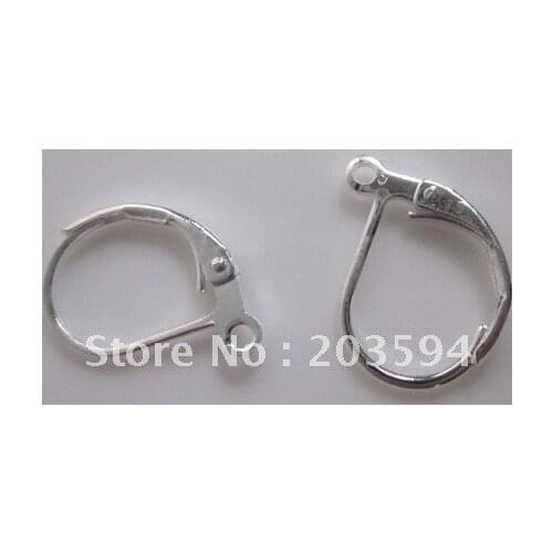 1000Pcs Silver Plated Lever Back Splitring Earring Findings Ear Wire Hooks 16x11mm Nickel FREE