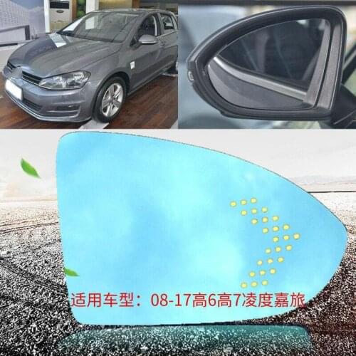 Blue mirror For VW Golf6 / 7 Car Rearview Mirror Glare Proof Blue Glasses Turn Signal Heated turn single lamp