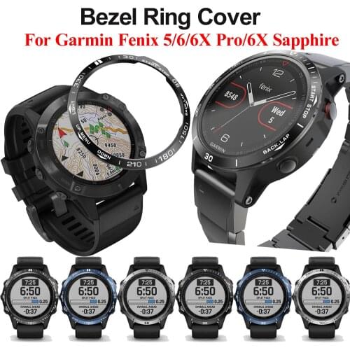 Steel Styling Frame For Garmin Fenix 6 6X Pro/5 Plus Bezel Rings Adhesive Anti Scratch Metal Cover Protective Watch Accessories