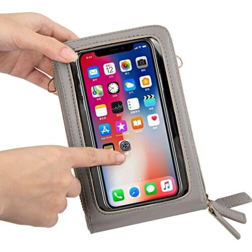 Casual Women Shoulder Bag 2021 Universal Touch Screen Mobile Phone Bag PU Leather Straps Handbag For iPhone 12 Pro Card Holders