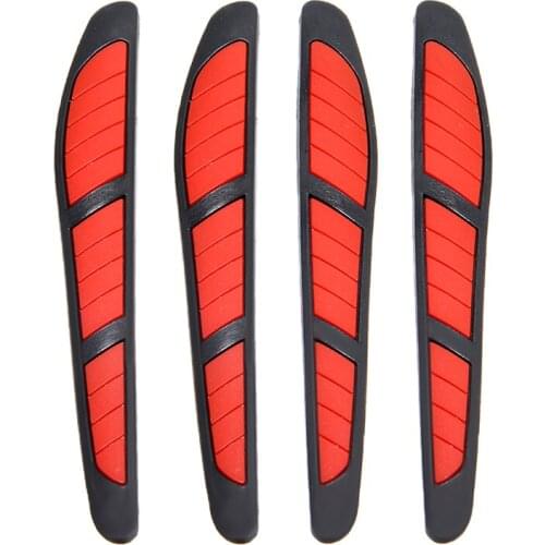 Treyues 4PCS Auto Door Edge Guard Rubbing Strip Anti-collision Trim Sticker Rearview Mirror Scratch Protecting Red Universal