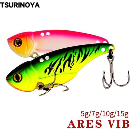 TSURINOYA ARES VIB Fishing Hard Lure 5g 7g 10g 15g Double Hole Low Center Artificial Bait Metal VIB With Treble Hook