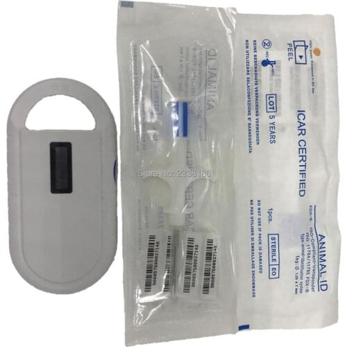 X100 pcs Pet Microchips 1.4*8mm ISO11784/785 FDX-B cat dog,snake syringe for smaller animal Syringe +1 pet reader of animal dog