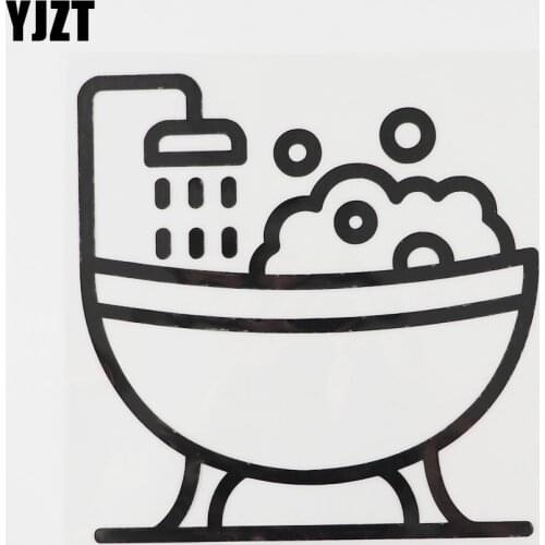 YJZT 14.1CM×14.3CM Bathtub Car Sticker Cartoon Furniture Vinyl Decal Black/Silver 13E-0024