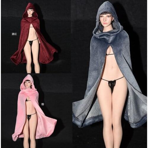 In Stock 1/6 Sexy Velvet Hooded Cloak Model Clothes Accessories three-point Wristband Underwear Model for 12'' Body