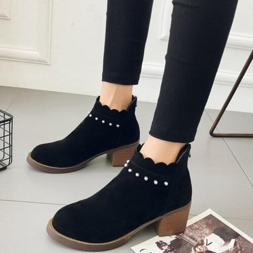 Women single boots Spring 2020 New Comfortable round suede square heel with non-slip Simple elegant wild trend women shoe U23-97