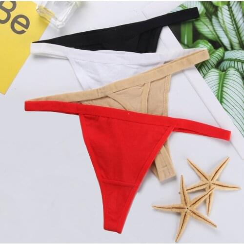 1PC Sexy Women Cotton G String Thongs Low Waist Sexy Panties Ladies' Seamless Underwear Black Red White Skin Erotic Panty
