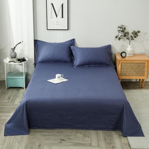 1pc Bed Sheet 100% Pure Cotton Single/Double/Queen/King Size lencol cama casal Solid Color Flat Sheet For Adult Bedclothes