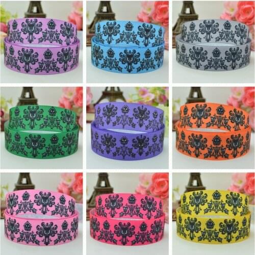 10 Yards 22mm 7/8" Haunted Mansion foolish mortals Pretty Printed grosgrain ribbon hair bow Headwear DIY hair accessories retail