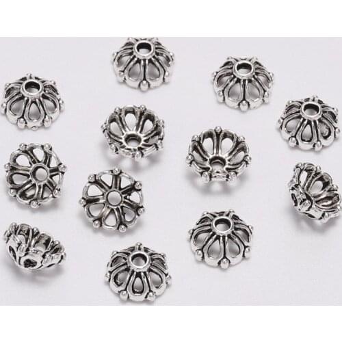 100Pcs/Lot 8mm Antique Flower Bead End Caps For Jewelry Making Findings Needlework Diy Earrings Jewelry Spaced Beads Caps
