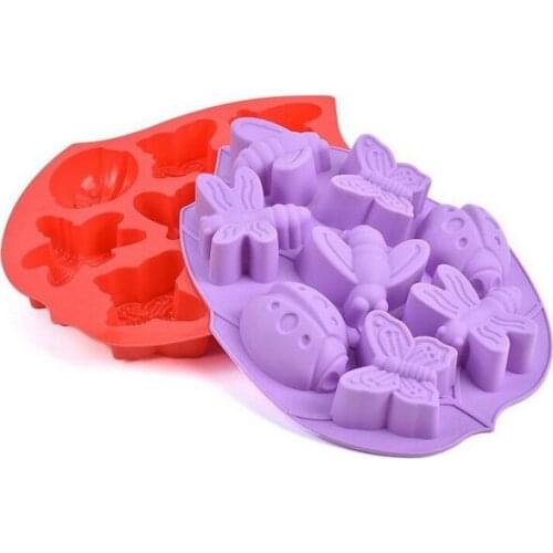 100pcs/lot,8 Holes Beatles Butterfly Chocolate Mold DIY Silicone Cake Decoration Mold Jelly Ice Baking Mould Chocolate Mold