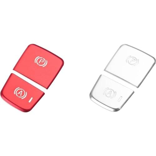 2 Pair for Volvo Xc40 2017-2020 Electronic Handbrake P Light Button Sequin Protector Car Sticker, Red & Silver