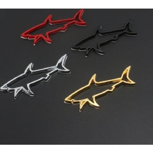 3D Metal Zinc Alloy Car Sticker Decal Hollow Fish Shark Emblem Badge Shark Label Leaf Board Post-Tail Tail Mark Car-styling