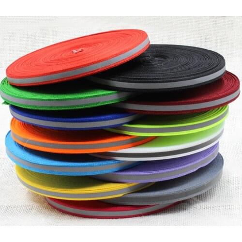 50 yards/lot) Reflective Webbing Ribbon Weaving Piping Taps Fabric Tape Sew On Tape Ribbons 10mm(W) Choose Color