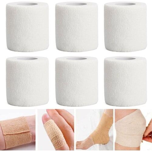6pcs Sport Self Adhesive Elastic Bandage Wrap Tape White 5cm*4.5m Elastoplast For Knee Support Pads Finger Ankle Palm Shoulder