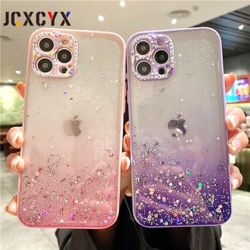 Diamond Lens Camera 3D Glitter Bling Clear Soft Phone case for iphone 11 12 Pro Max MiNi XR X XS 7 8 plus 6S SE 20 Bumper cover