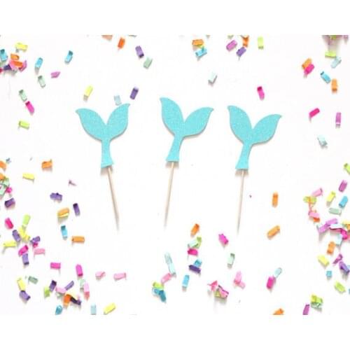 Glitter Mermaid Tails wedding cupcake toppers birthday Appetizer Picks toothpick Bridal baby shower arty decorations