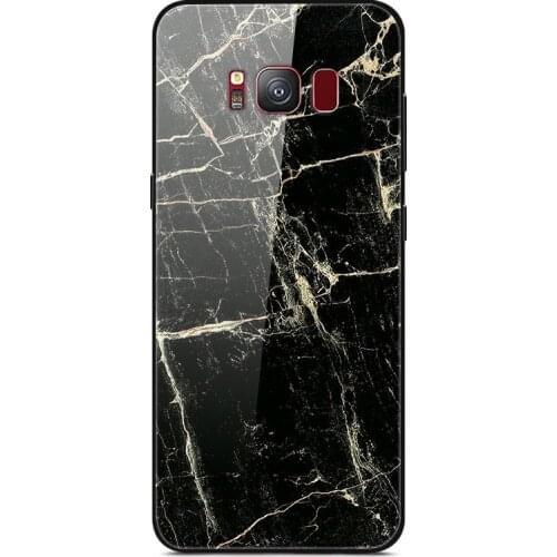 For Samsung Galaxy S8 Plus Phone Case Tempered Glass Case Back Cover With Black Silicone Bumper Series 1