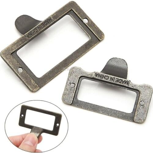 6x Handle File Name Card Cabinet Label Holder Antique Brass Drawer Pull Frame Furniture Hardware crystal knobs and handles