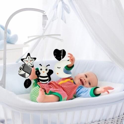 Baby Crib Rattles Baby Toys 0-12 Months Infant Clockwork Toy Black and White animal Music Box Bed Bell Toy Mobile Newborn Toys