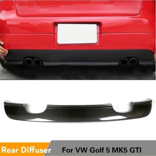 Carbon Fiber Rear Bumper Diffuser Lip For Volkswagen VW Golf 5 V MK5 GTI 2005 2006 2007 2008 Quad Exhaust Dual Outlet