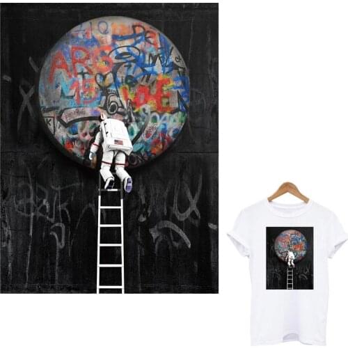 Spaceman Aesthetic Heat Transfer Stickers Colorful Space Iron On Patches For Clothing Print-On T-Shirt Thermal Patches Appliqued