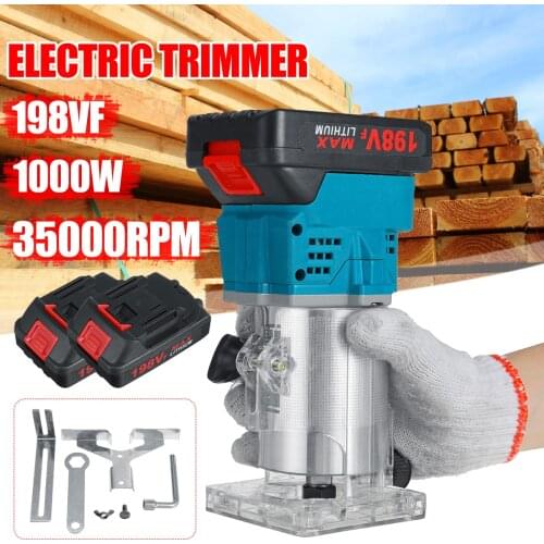 1000W 198VF 35000r/min MPT Wood Electric Trimmer Woodworking Milling Hand Trimmer Laminator Router with battery