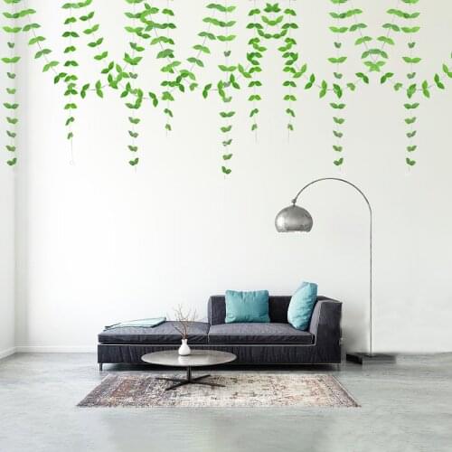 4m 48pcs PVC Green Leaves Garland Garden Wall Hanging Plant Decoration Banner Bunting Wedding Jungle Party Greenery Home Decor