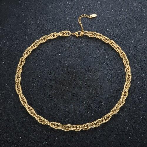 Stainless Steel Hip Hop Punk Twist Rope Chain Choker Necklace For Women Men Gold Color Necklace Fashion Jewelry Accessories