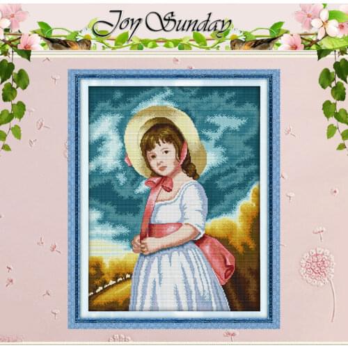 Oil Painting Girl Counted Cross Stitch 11CT 14CT Handmade Cross Stitch Sets wholesale Cross-stitch Kits Embroidery Needlework