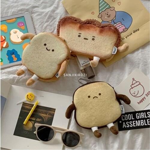 Korea Ulzzang Cartoon Cute Bread Women Wallet Harajuku Coin Purse Ladies Card Bag Trend Small PU Wallet Student Kawaii Wallet