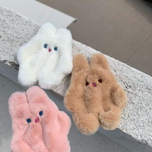 2021 New Plush Rabbit Coin Purse Money Bag Girl Cute Soft Wallet Card Case Cosmetic Holder Women Make Up Bag