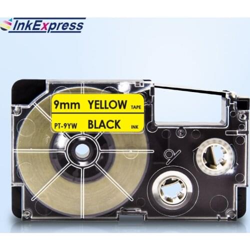 InkExpress 9mm XR-9YW Tape For CASIO XR-9YW Label Tape Black on Yellow Printer Ribbon XR 9YW For CASIO Label Maker KL-100 KL-120
