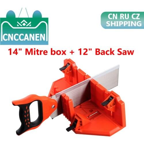 14inch Multifunctional Miter Saw Box Cabinet 0/22.5/45/90 Degree Saw Guide Woodworking With 12" Back Saw Woodworking Clamping
