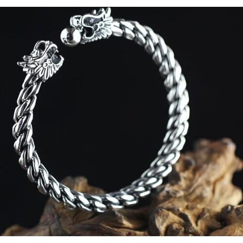 MetJakt Thai silver s999 pure silver Ssangyong twist mens bracelet