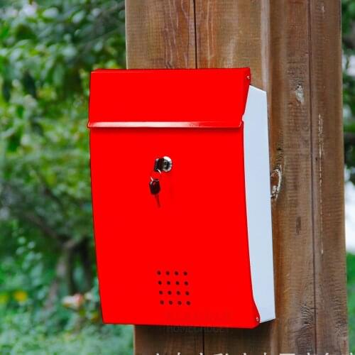 Wall Mounted Metal Mailbox House Apartment PO Box With Keys Anti-Rust Outdoor Storage Box Home Garden Decoration Box