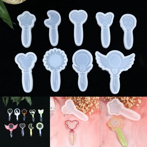 NOT AS LONG diy crystal glue different shapes small magic fairy mirror silicone mold making table toy magic wand mold jewelry