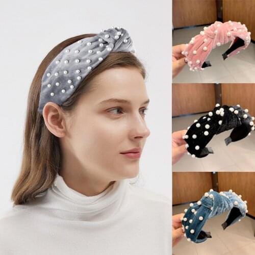 CYGJFC Woman Velvet Pearl Hairband Girls Headband Femme Bezel Hair Accessories Headwear Headwrap Head Hoop Turban